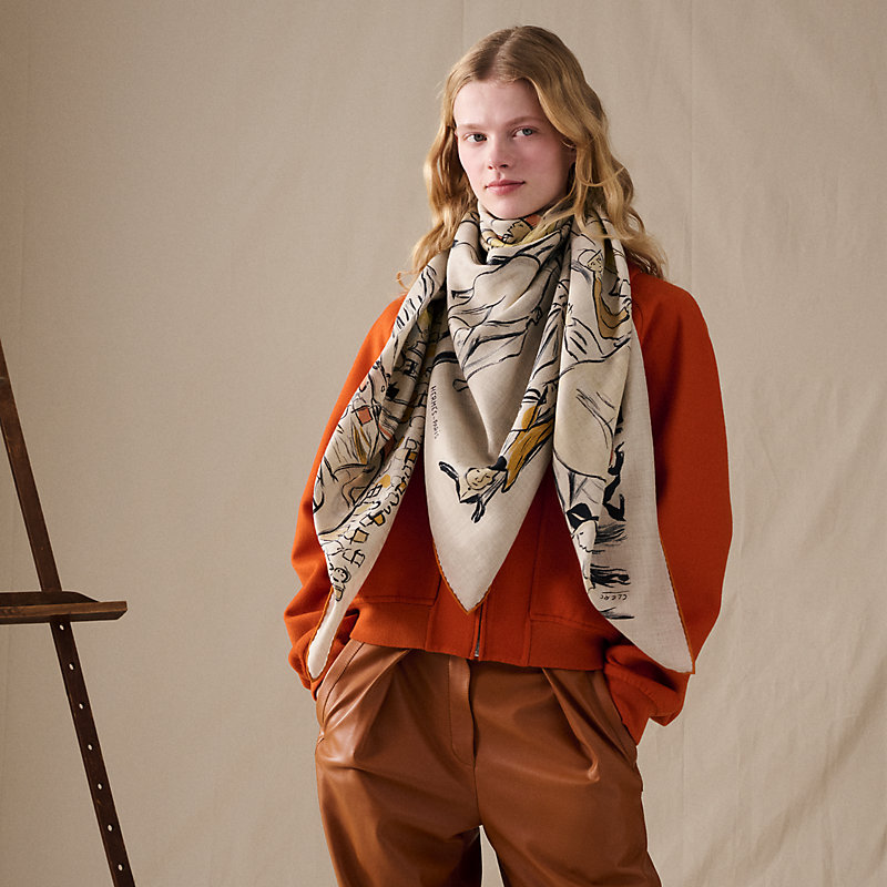 Paddock shawl 140 - Beige | Hermès UK